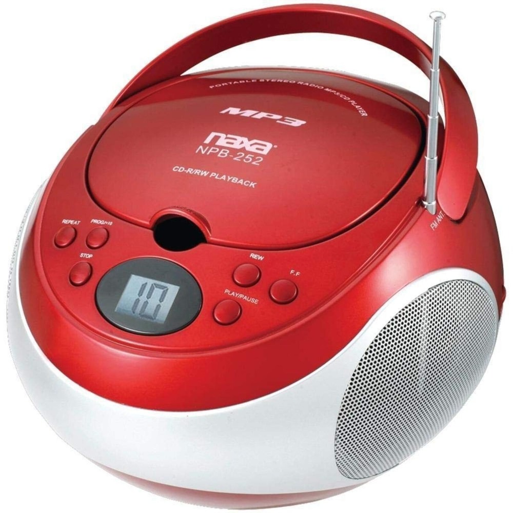 Y2K CD Player AM/FM Radio AUX Digital Boombox Red Tested Working Single Disc